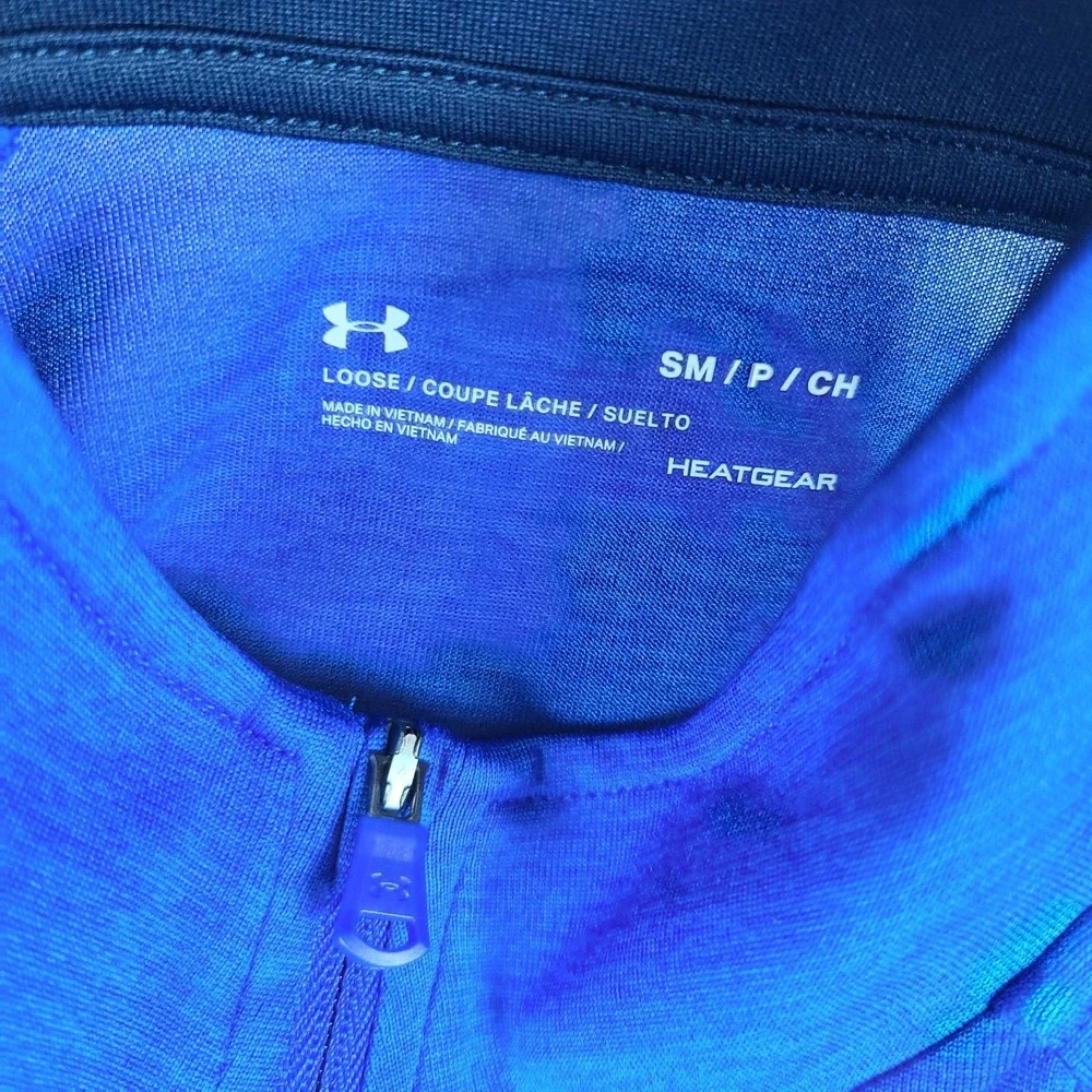 Under Armour Sweater Mens Small Blue Loose Heatgear Performance Tech Golf‎